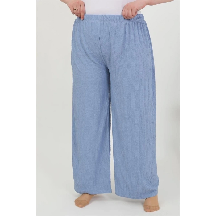 MARSiLYAN- Kadın Büyük Beden Bürümcük Pantolon  Mavi
