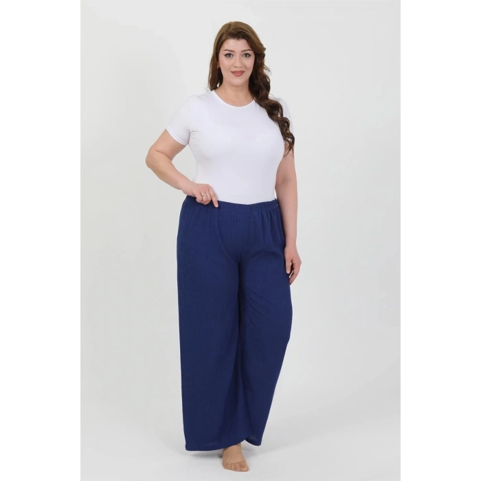 MARSiLYAN- Kadın Büyük Beden Bürümcük Pantolon  Saks