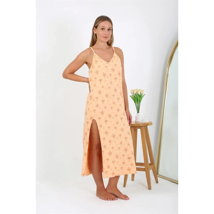 MARSiLYAN- Kadın Büyük Beden İp Askılı Uzun Gecelik