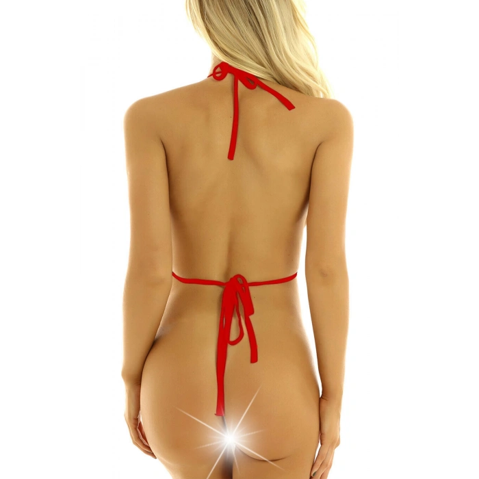 MARSİLYAN-- Kadın Büyük Beden Kırmızı Seksi Fantezi Gecelik İç Çamaşırı