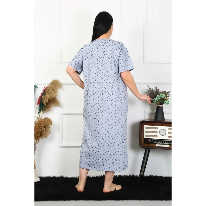 MARSiLYAN- Kadın Büyük Beden Kısa Kol İndigo Anne Gecelik