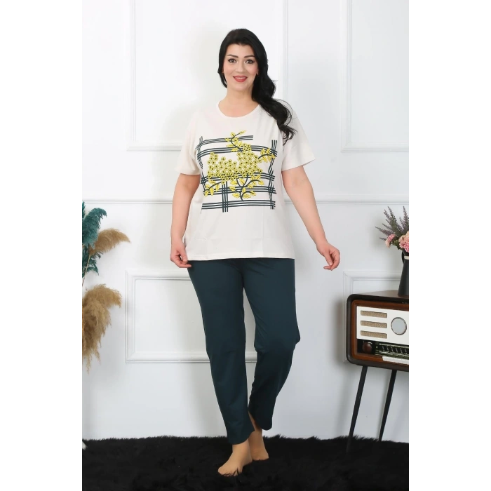 MARSiLYAN- Kadın Büyük Beden Krem Pijama Takımı