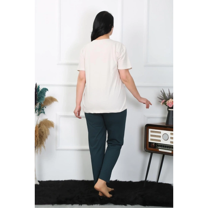 MARSiLYAN- Kadın Büyük Beden Krem Pijama Takımı