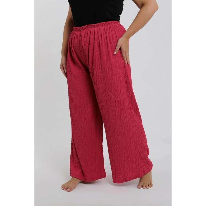 MARSiLYAN- Kadın Büyük Beden Mercan Rengi Rahat Kesim Baggy Tek Alt