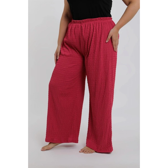 MARSiLYAN- Kadın Büyük Beden Mercan Rengi Rahat Kesim Baggy Tek Alt