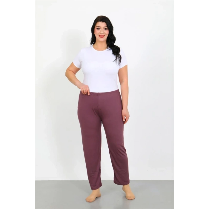 MARSiLYAN- Kadın Büyük Beden Mürdüm Tek Alt Pijama