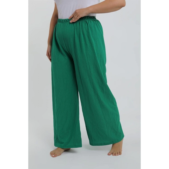 MARSiLYAN- Kadın Büyük Beden Yeşil Rahat Kesim Baggy Tek Alt