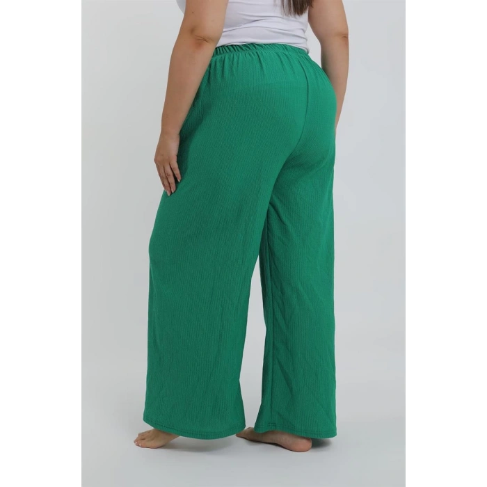 MARSiLYAN- Kadın Büyük Beden Yeşil Rahat Kesim Baggy Tek Alt