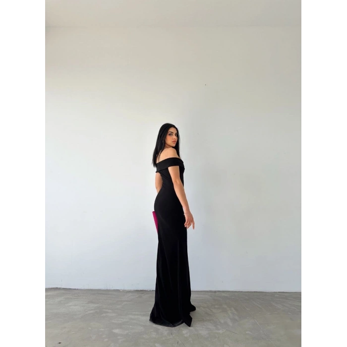 MARSiLYAN- Kadın Dalgıç Kumaş Kayık Yaka Ve Dekolte Detaylı Elbise