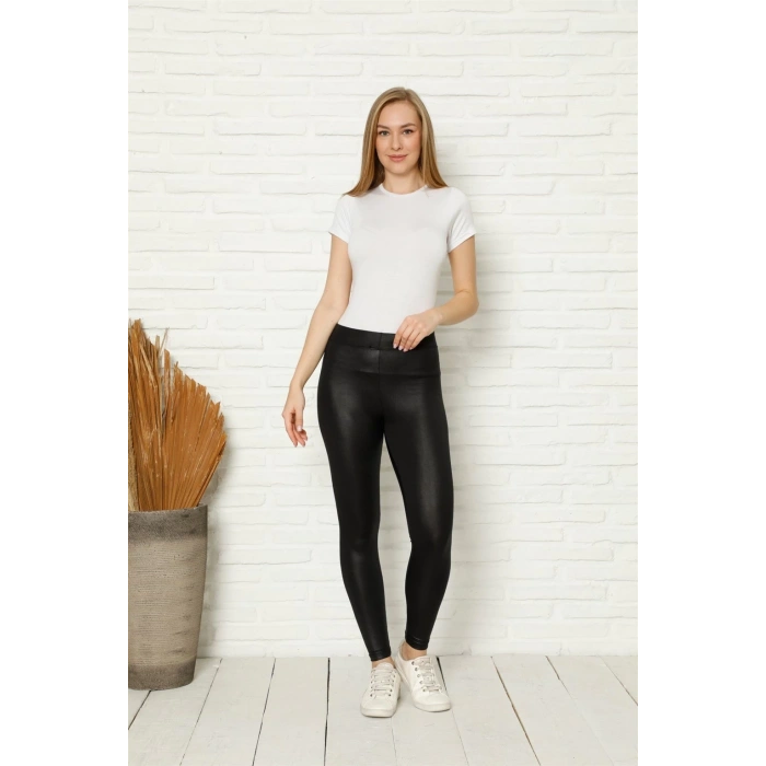 MARSiLYAN- Kadın Deri Tayt Siyah