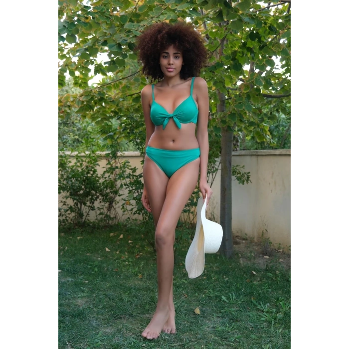 MARSiLYAN- Kadın Destekli Fiyonklu Alt Üst Yeşil Bikini Takım