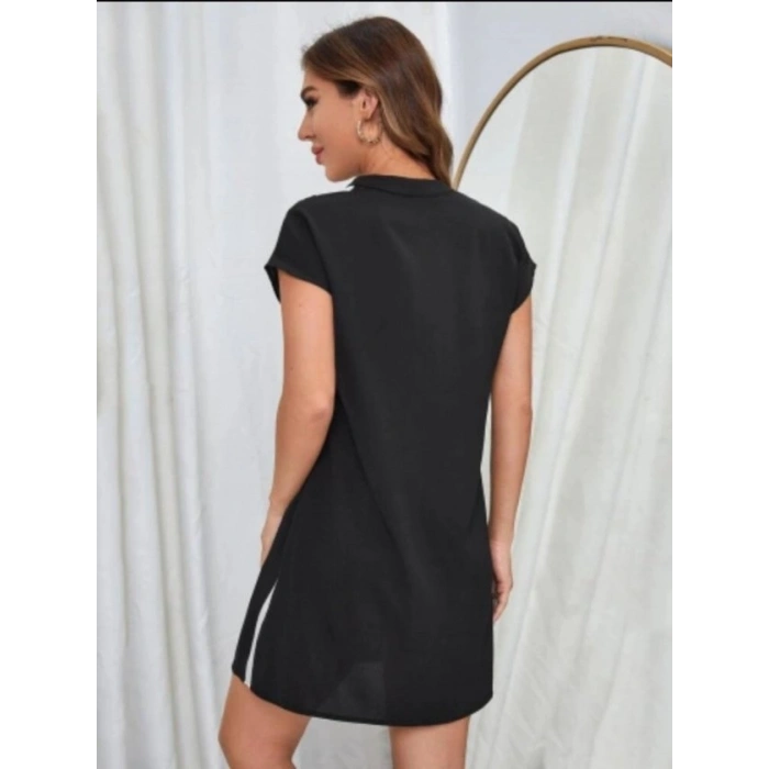 MARSiLYAN- Kadın Dokuma Viskon Kumaş V Yaka Zebra Desenli Elbise