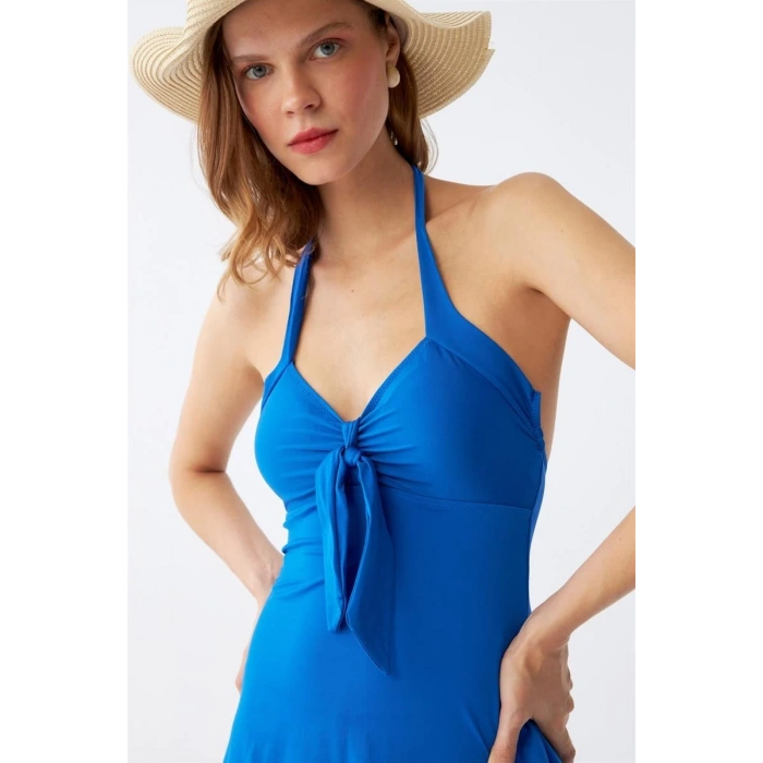 MARSiLYAN- Kadın Fiyonklu Sax Elbise Mayo