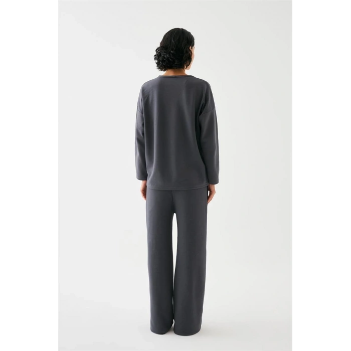 MARSiLYAN- Kadın Füme Akrep Burcu Oversize 2 İplik Eşofman Ev Giyim Takımı