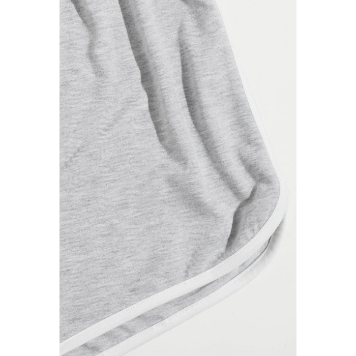 MARSiLYAN- Kadın Gri Askılı Crop Top ve Şortlu Gecelik Takım