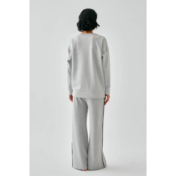 MARSiLYAN- Kadın Gri Balık Burcu Oversize 2 İplik Eşofman Ev Giyim Takımı