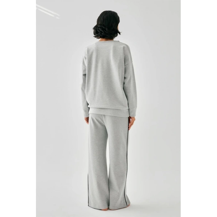 MARSiLYAN- Kadın Gri Kova Burcu Oversize 2 İplik Eşofman Ev Giyim Takımı