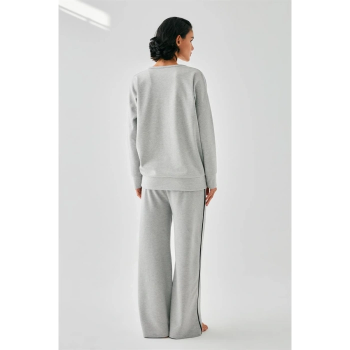 MARSiLYAN- Kadın Gri Manifest Oversize 2 İplik Eşofman Ev Giyim Takımı
