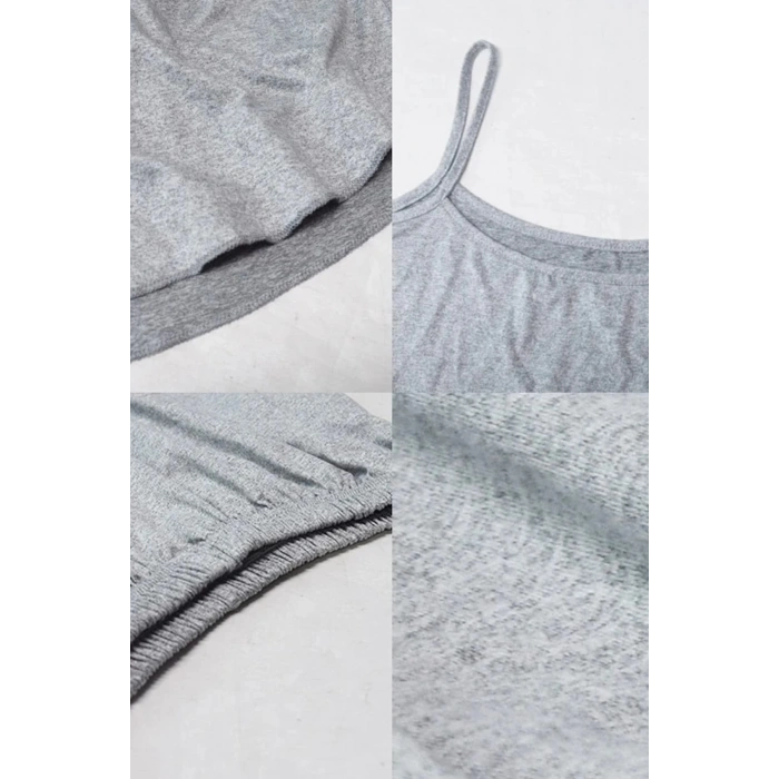 MARSiLYAN- Kadın Gri Şortlu Penye Gecelik Takımı