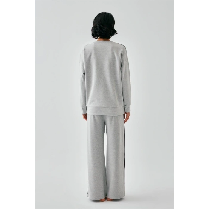 MARSiLYAN- Kadın Gri Terazi Burcu Oversize 2 İplik Eşofman Ev Giyim Takımı