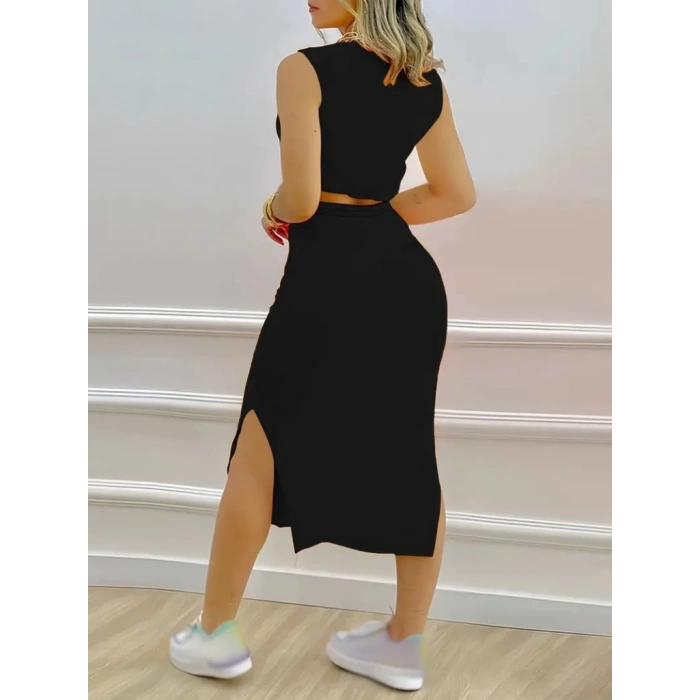 MARSiLYAN- Kadın Iki Iplik Crop Etek Ikili Takım