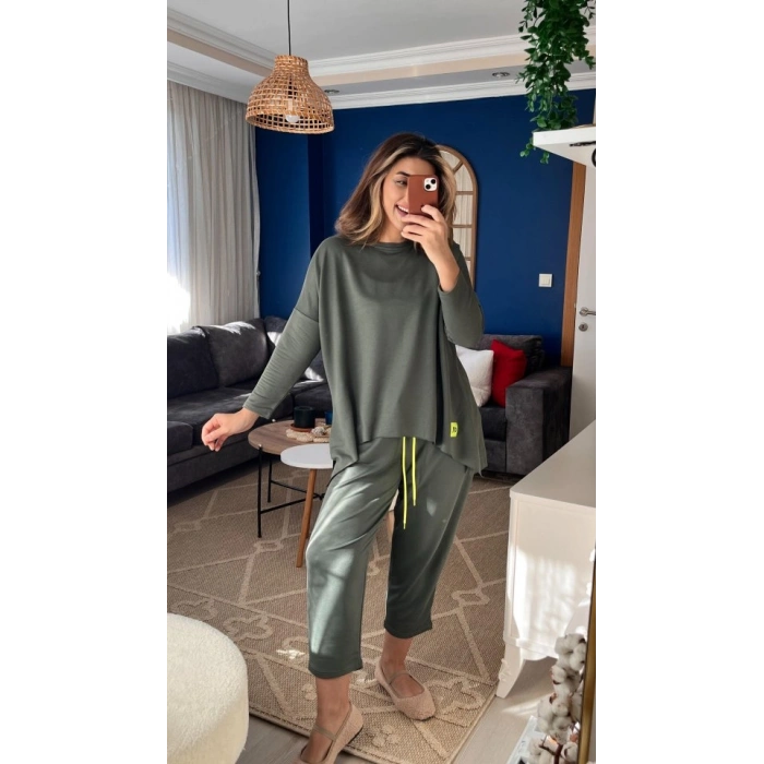 MARSiLYAN- Kadın Iki Iplik Viskon Pamuk Kumaş Arma Detaylı Ikili Takım