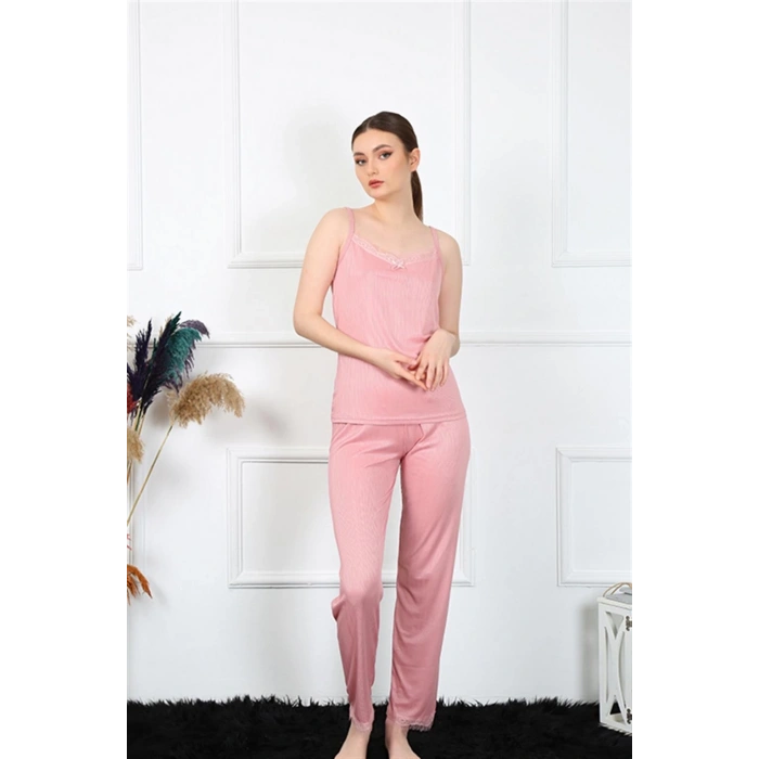 MARSiLYAN- Kadın İp Askılı Somon Pijama Takım