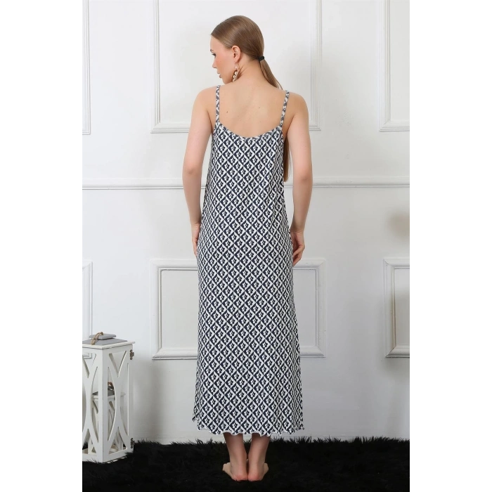 MARSiLYAN- Kadın İp Askılı Uzun Gecelik Lacivert