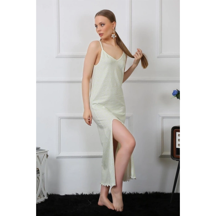 MARSiLYAN- Kadın İp Askılı Uzun Gecelik Su Yeşili