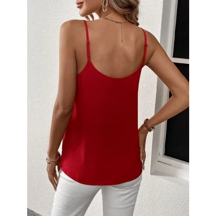 MARSiLYAN- Kadın Ip Askılı V Yakalı Sandy Bluz