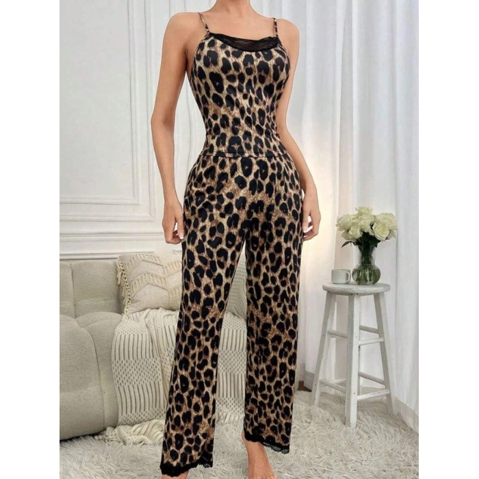 MARSiLYAN- Kadın Ip Askılı Yakası Dantelli Bluz Ve Pijama Sandy Ikili Takım