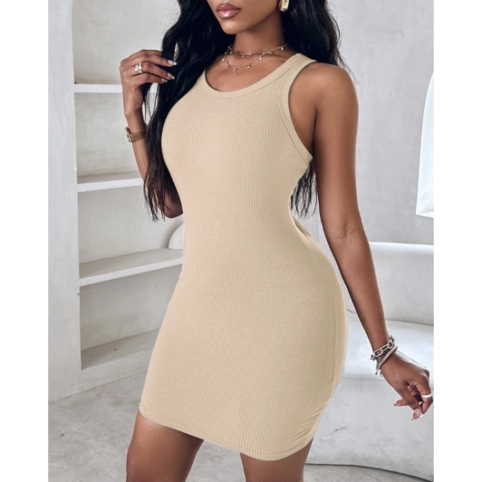 MARSiLYAN- Kadın Kalın Askılı Bodycon Kaşkorse Mini Elbise