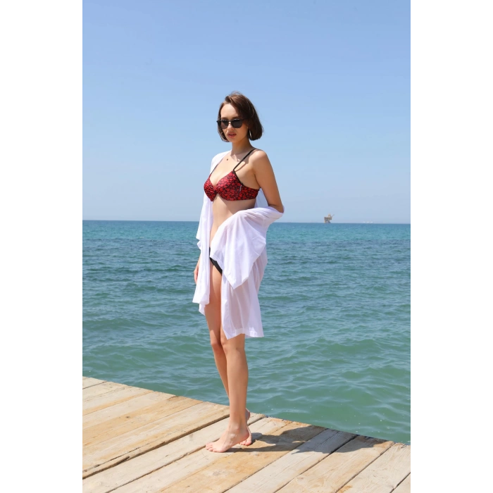 MARSiLYAN- Kadın Kimono Pareo Plaj Elbisesi Beyaz