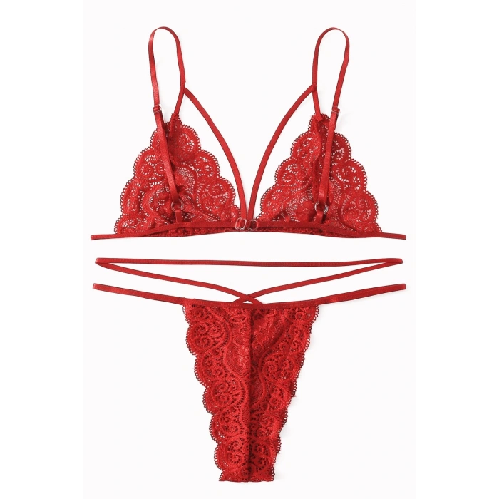 MARSiLYAN- Kadın Kırmızı Dantel Sütyen Külot Takımı