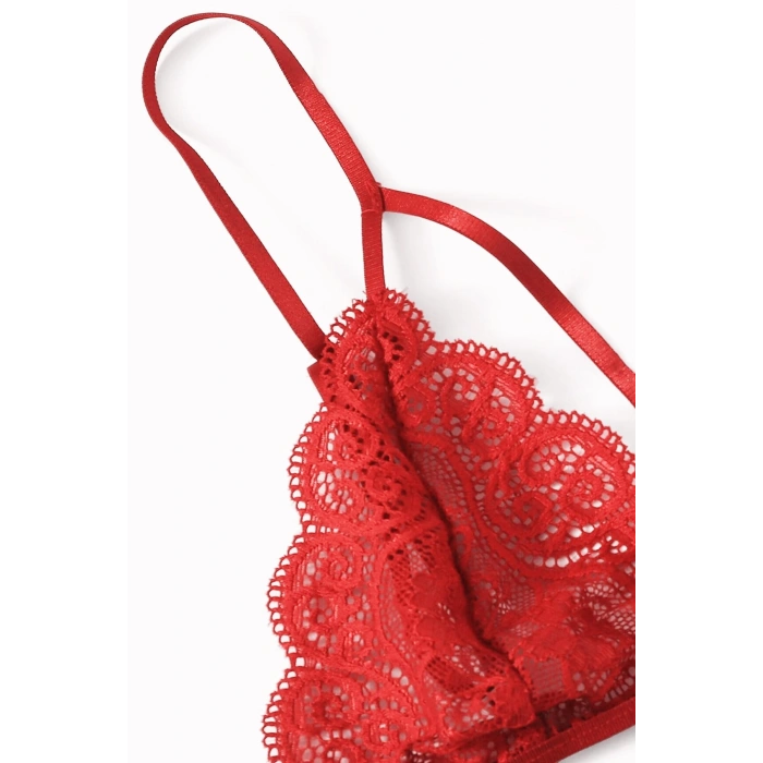MARSiLYAN- Kadın Kırmızı Dantel Sütyen Külot Takımı