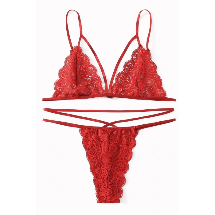 MARSiLYAN- Kadın Kırmızı Dantel Sütyen Külot Takımı