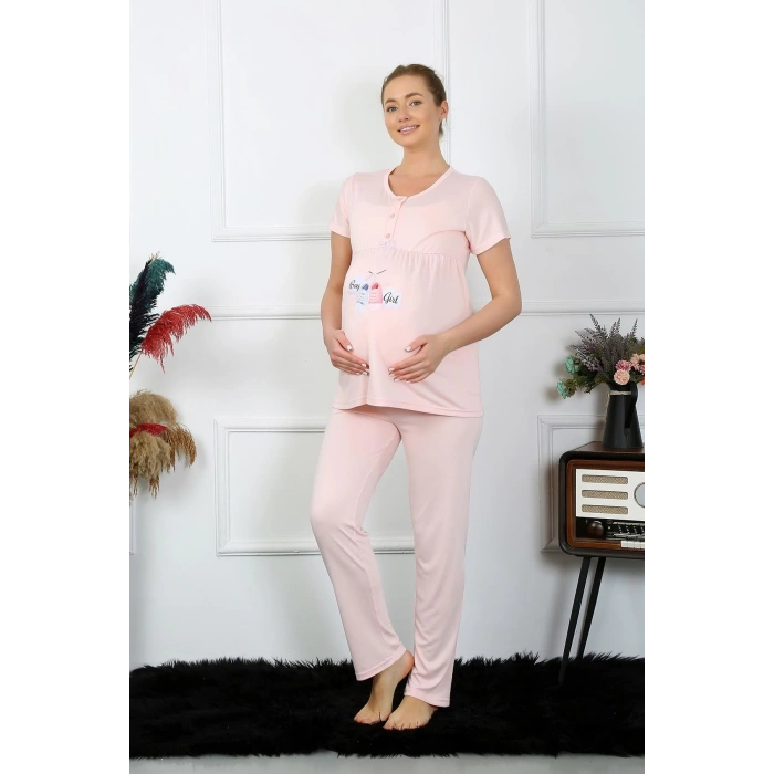 MARSiLYAN- Kadın Kısa Kol Hamile Lohusa Pijama Takımı