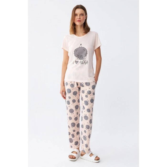 MARSiLYAN- Kadın Kısa Kol Pijama Takım Pudra