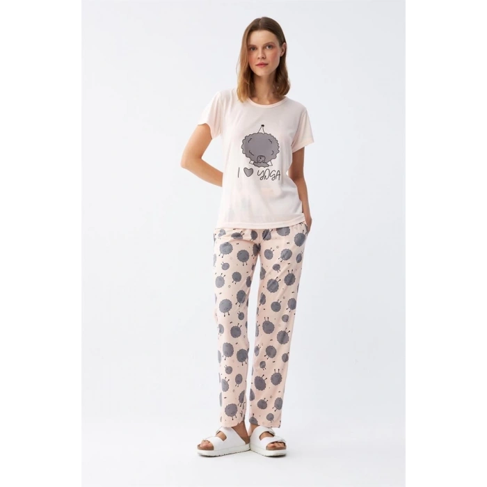 MARSiLYAN- Kadın Kısa Kol Pijama Takım Pudra