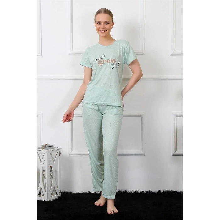 MARSiLYAN- Kadın Kısa Kol Pijama Takım Su Yeşili