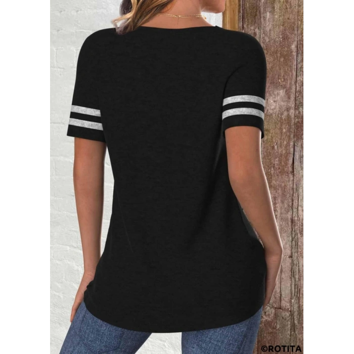 MARSiLYAN- Kadın Kısa Kollu Bisiklet Yaka çift Renkli Viskon Bluz