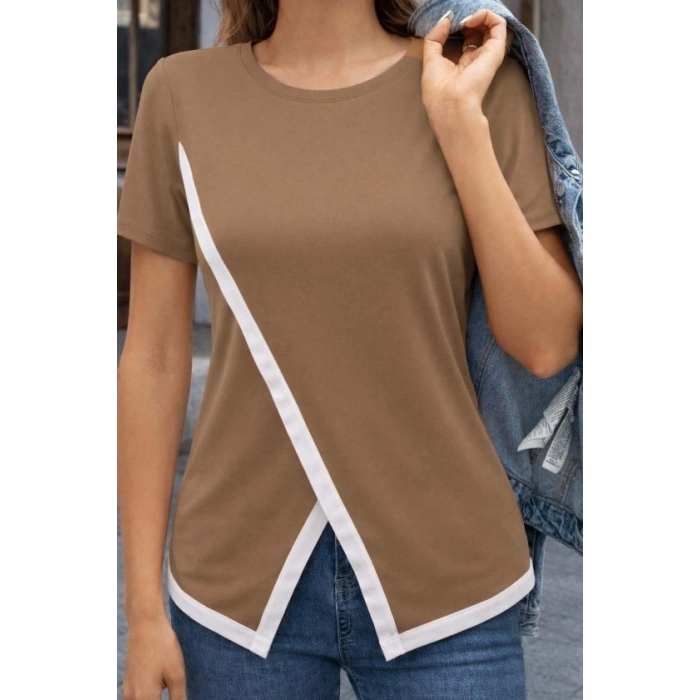 MARSiLYAN- Kadın Kısa Kollu Bisiklet Yaka Viskon Bluz