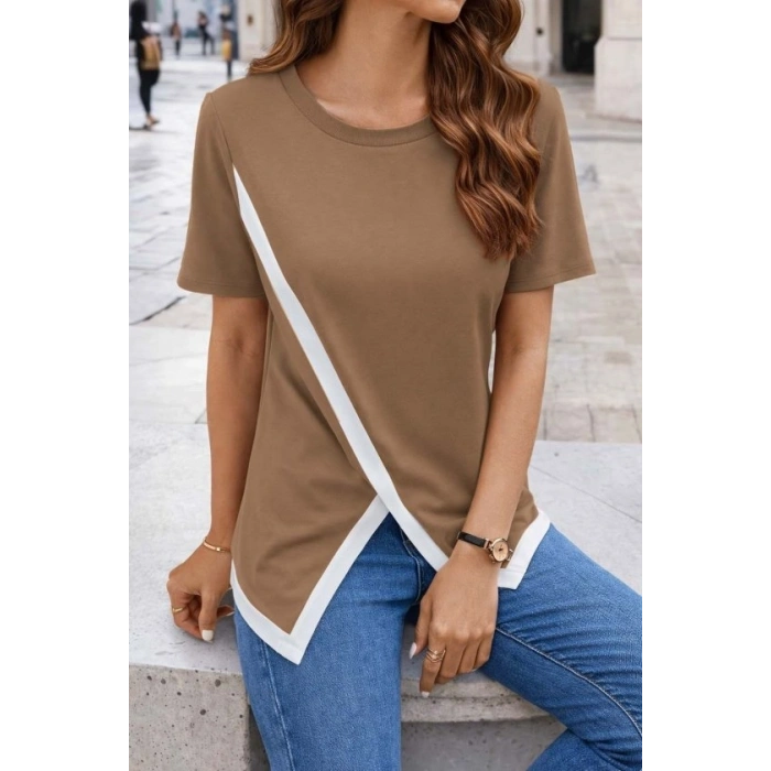 MARSiLYAN- Kadın Kısa Kollu Bisiklet Yaka Viskon Bluz