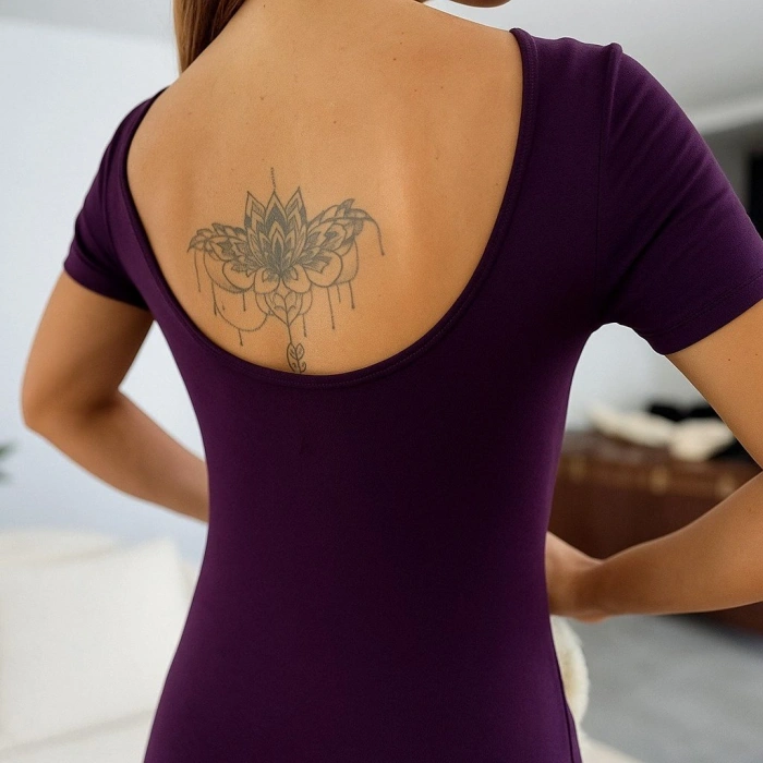 MARSiLYAN- Kadın Kısa Kollu Sırt Dekolteli Yırtmaç Detaylı Viskon Elbise