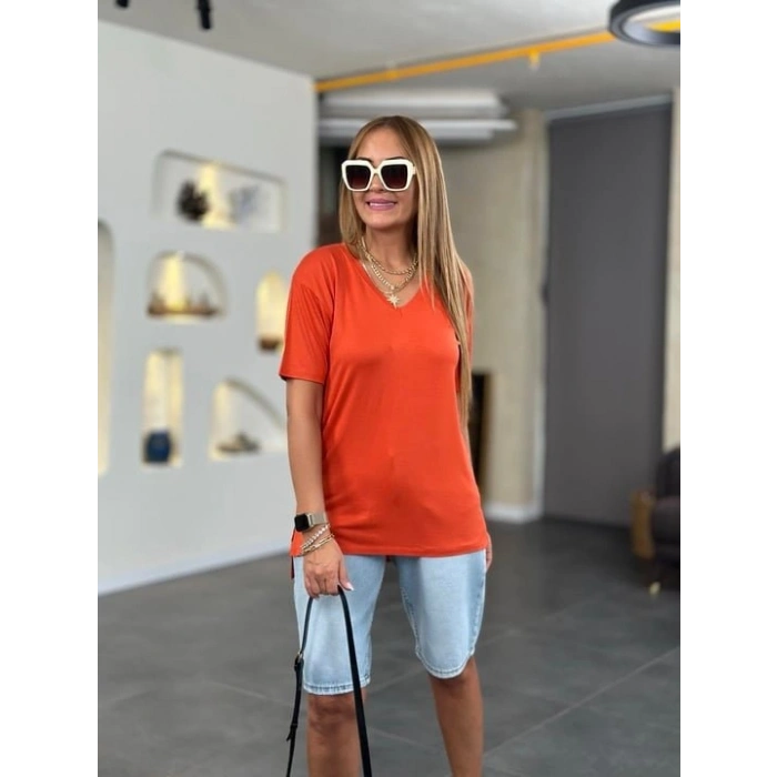 MARSiLYAN- Kadın Kısa Kollu V Yaka Bluz