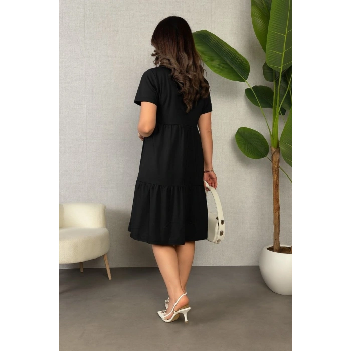 MARSiLYAN- Kadın Kısa Kollu V Yakalı Viskon Elbise