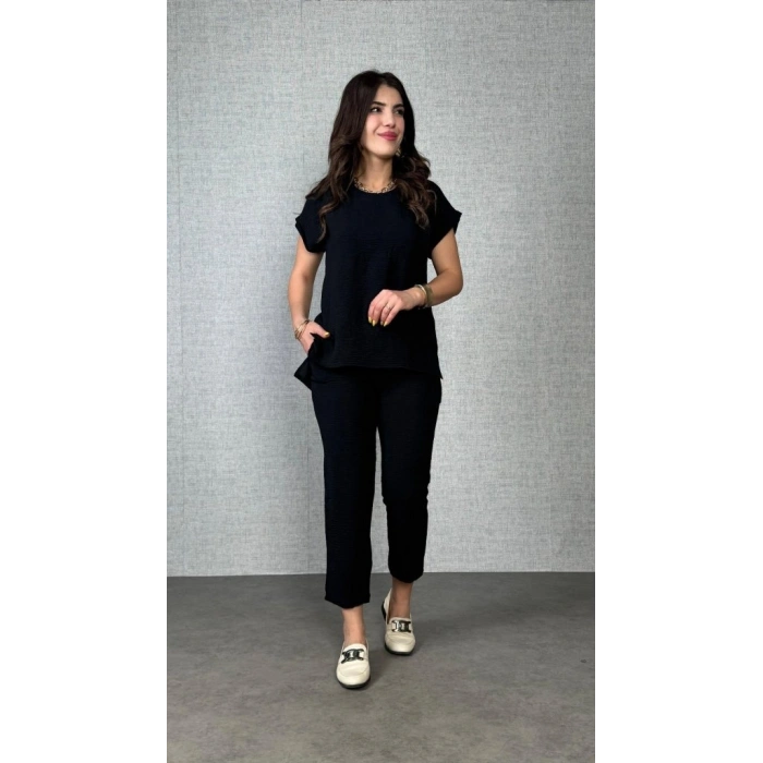 MARSiLYAN- Kadın Kısa Kollu Yuvarlak Yaka Aerobin Bluz Ve Pantolon Ikili Takım