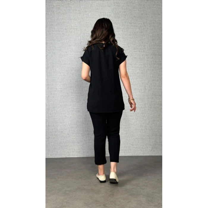 MARSiLYAN- Kadın Kısa Kollu Yuvarlak Yaka Aerobin Bluz Ve Pantolon Ikili Takım