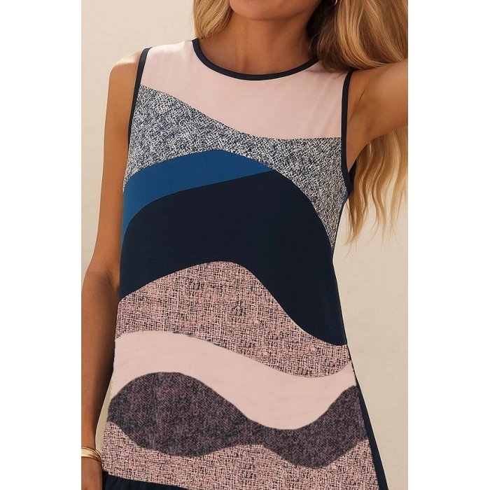 MARSiLYAN- Kadın Kolsuz Sırttan Bağlamalı Fırfırlı Leopar Desenli Dalgıç Elbise