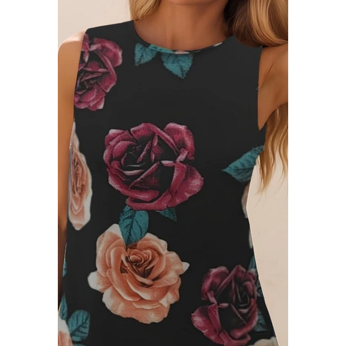 MARSiLYAN- Kadın Kolsuz Sırttan Bağlamalı Fırfırlı Leopar Desenli Süprem Elbise